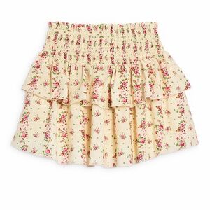 Katie J NYC Girl's Youth Large Shabby Chic Yellow Floral Tiered Skirt